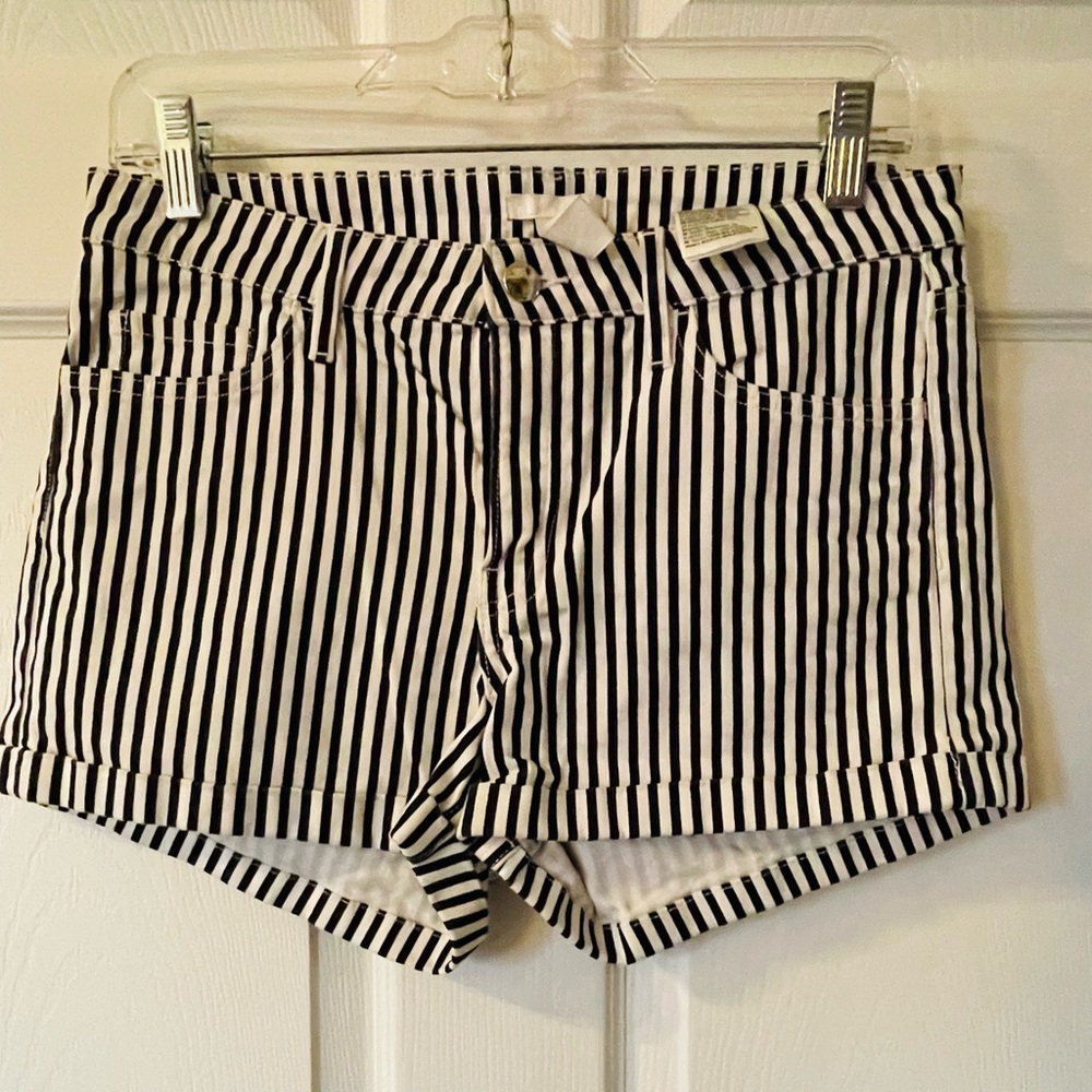 H&M Black and White Striped Jean Shorts